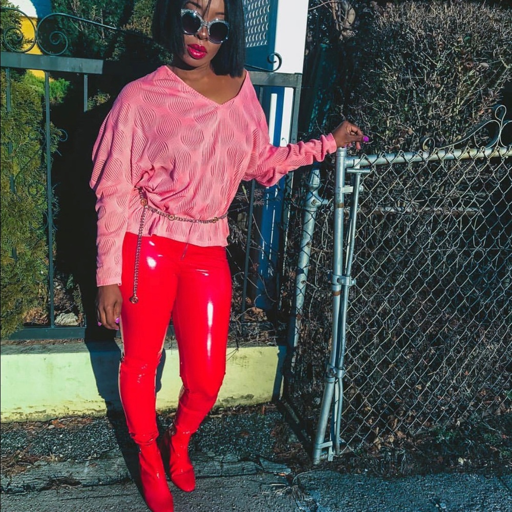 "Wet & Slippery" Faux Pent Leather Pants